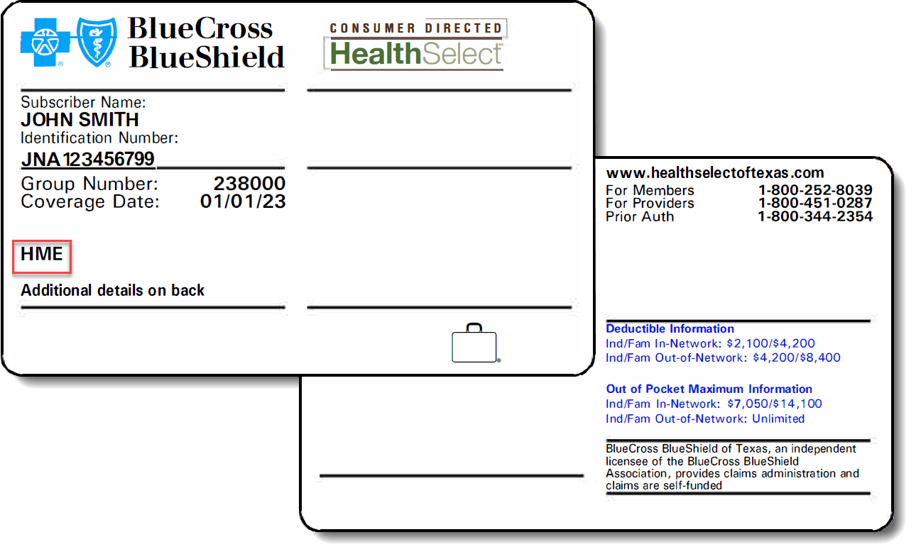 Consumer Directed HealthSelect medical ID card