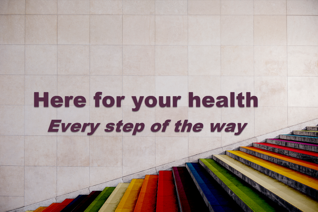 2026 Summer Enrollment banner image of colorful stairs with the text "here for you health, every step of the way"
