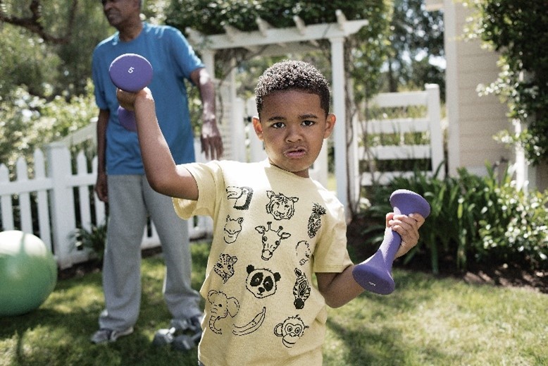 Boy with weights